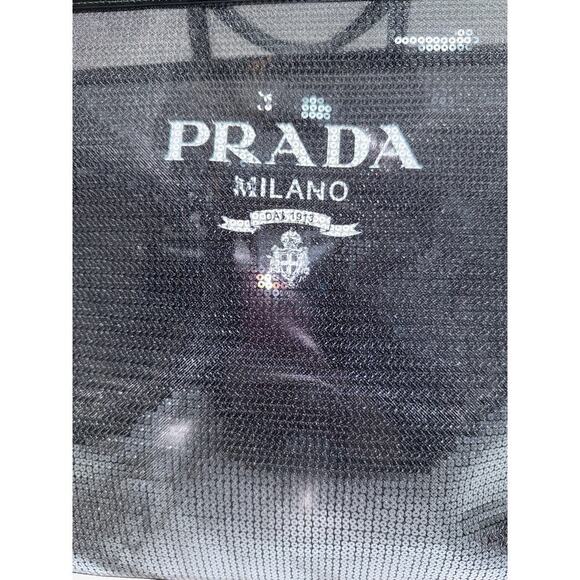 Prada Mesh Logo Tote Set in Black - Picture 3 of 7